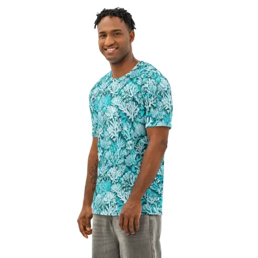 Aqua Garden on a Men's Cotton Crew Neck T-Shirt
