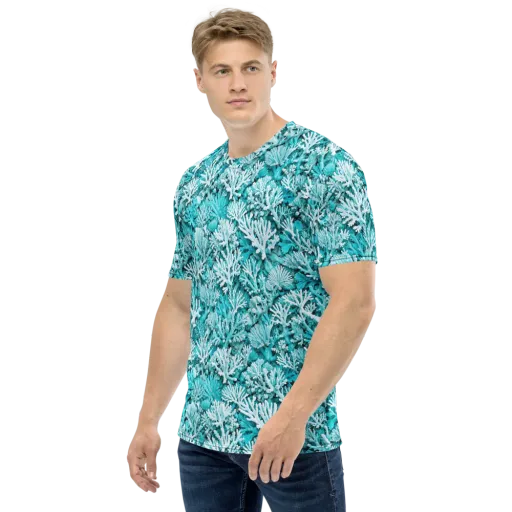 Aqua Garden on a Men's Crew Neck T-Shirt