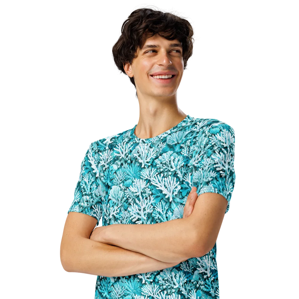 Aqua Garden on Men's Crew Neck T-Shirt — Left Front