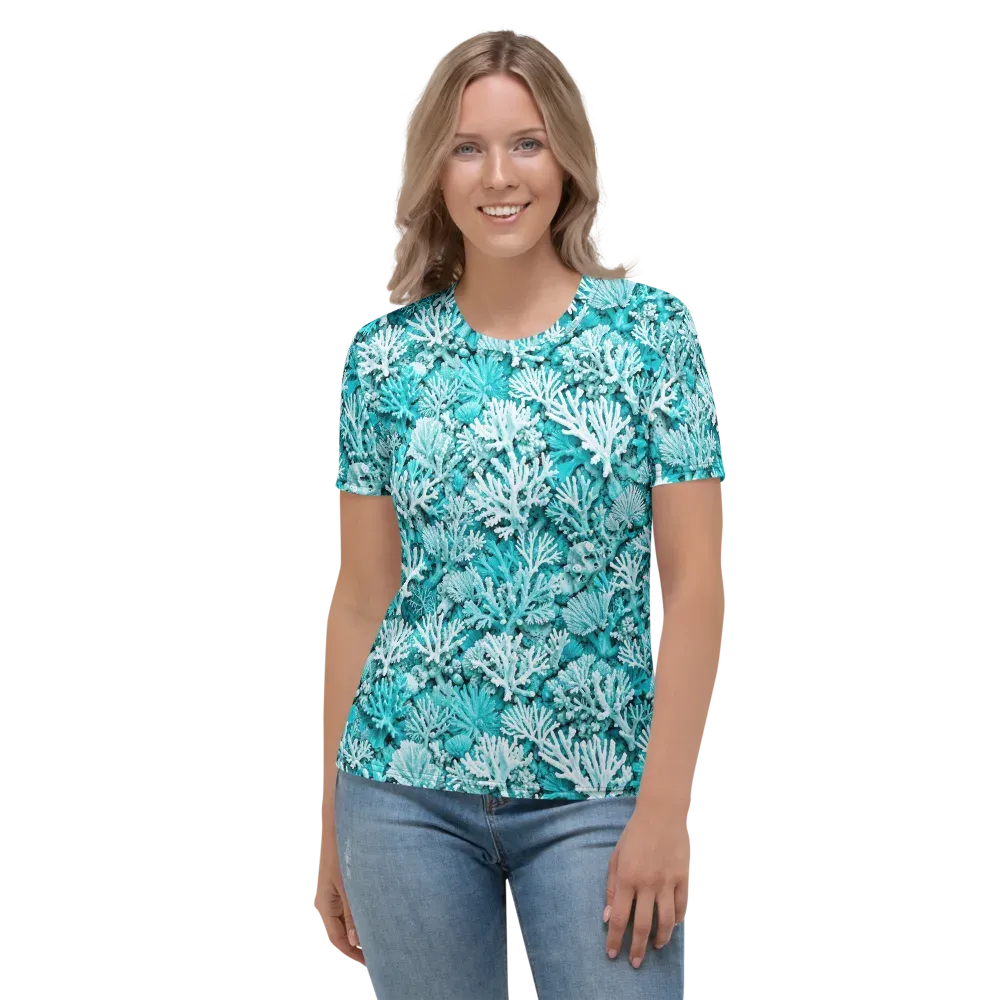 Aqua Garden on Women's Crew Neck T-Shirt — Front