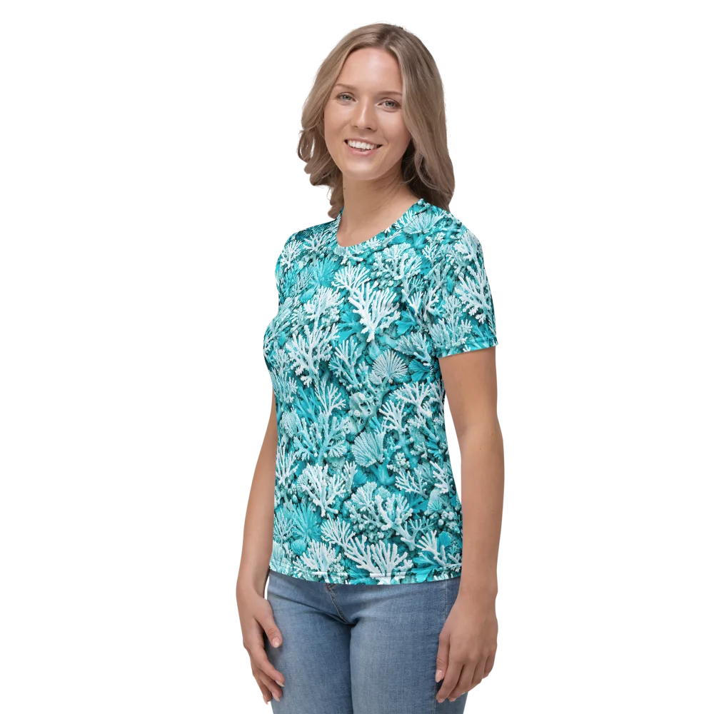 Aqua Garden on Women's Crew Neck T-Shirt — Left