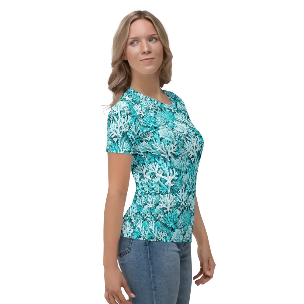Aqua Garden on Women's Crew Neck T-Shirt — Right