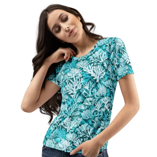 Aqua Garden on a Women's Crew Neck T-Shirt