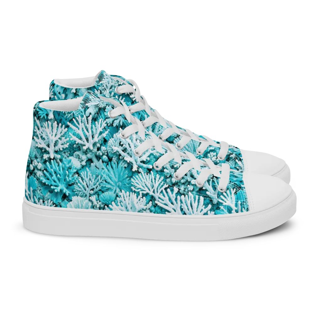 Aqua Garden on Women's High Top Canvas Shoes — Right