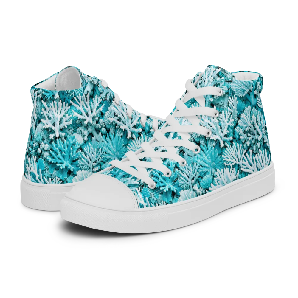 Aqua Garden on Women's High Top Canvas Shoes — Left