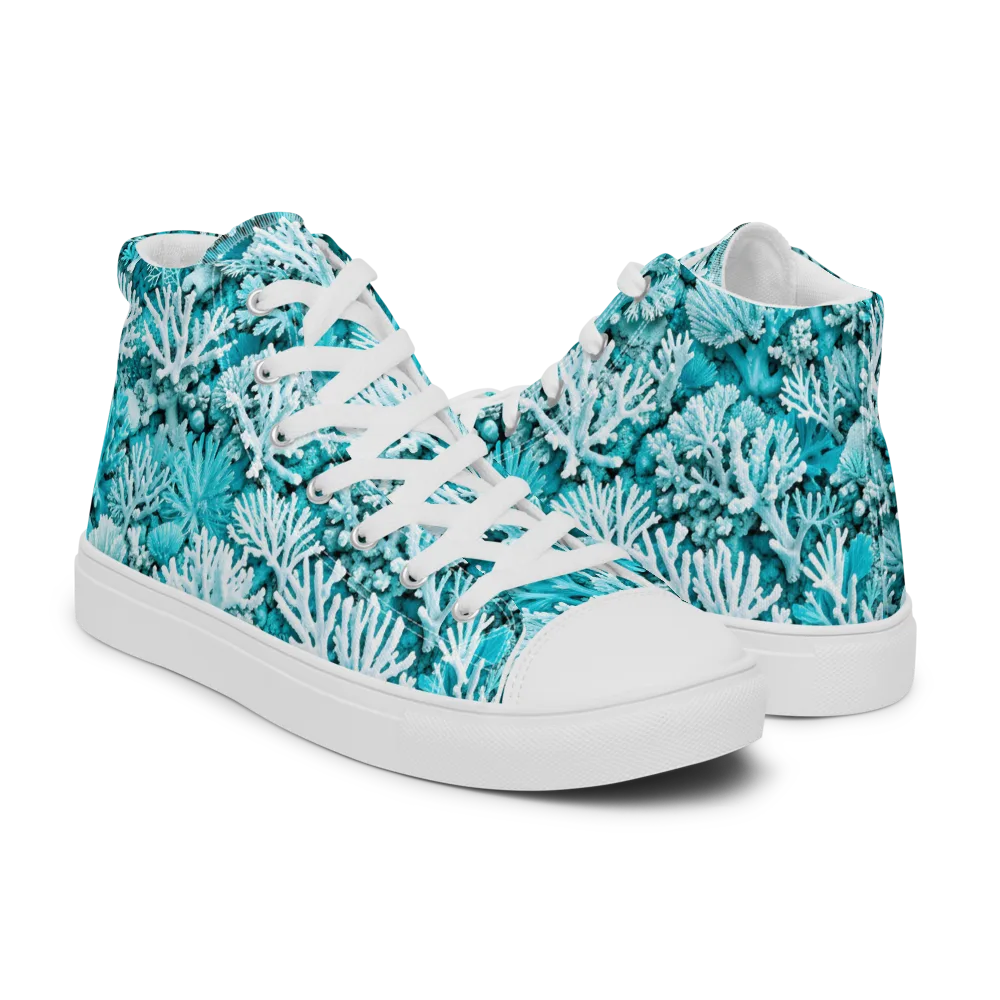 Aqua Garden on Women's High Top Canvas Shoes — Right