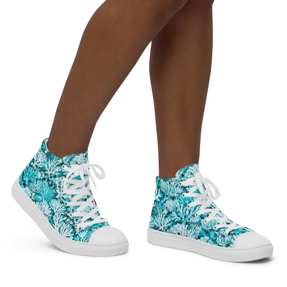 Aqua Garden on Women's High Top Canvas Shoes — Right
