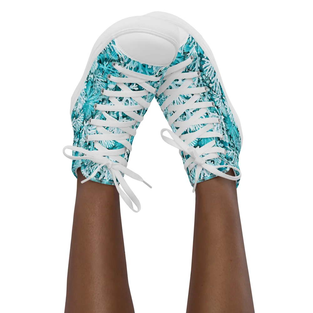 Aqua Garden on Women's High Top Canvas Shoes — Front