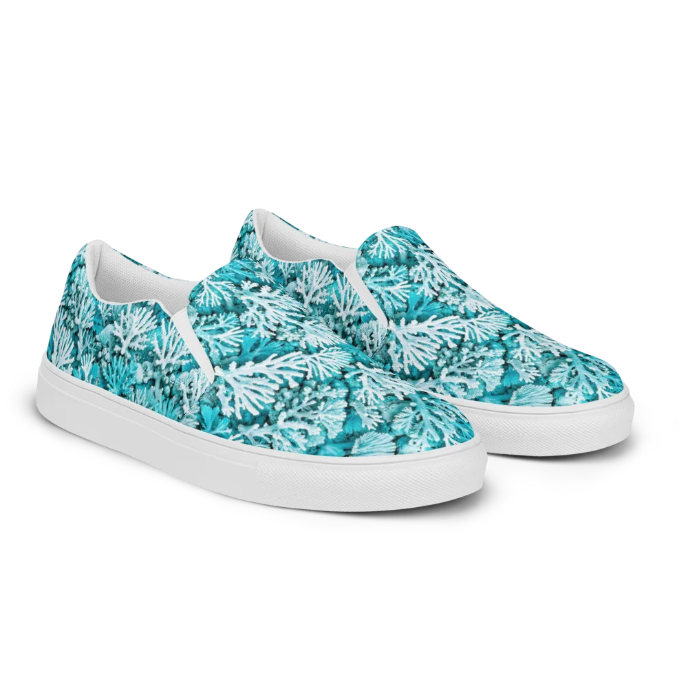 Aqua Garden on Men's Slip-On Canvas Shoes — Right Front