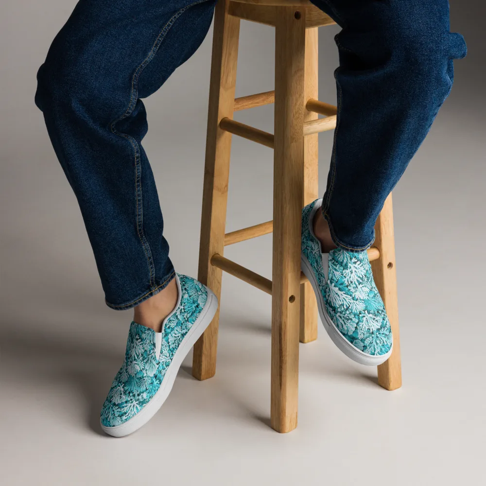 Aqua Garden on Men's Slip-On Canvas Shoes — Front