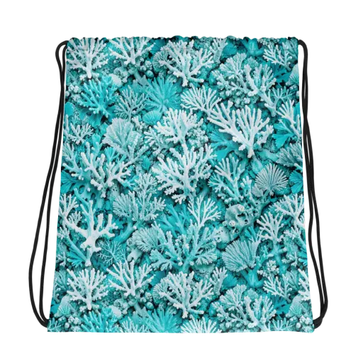 Aqua Garden on a Drawstring Bag