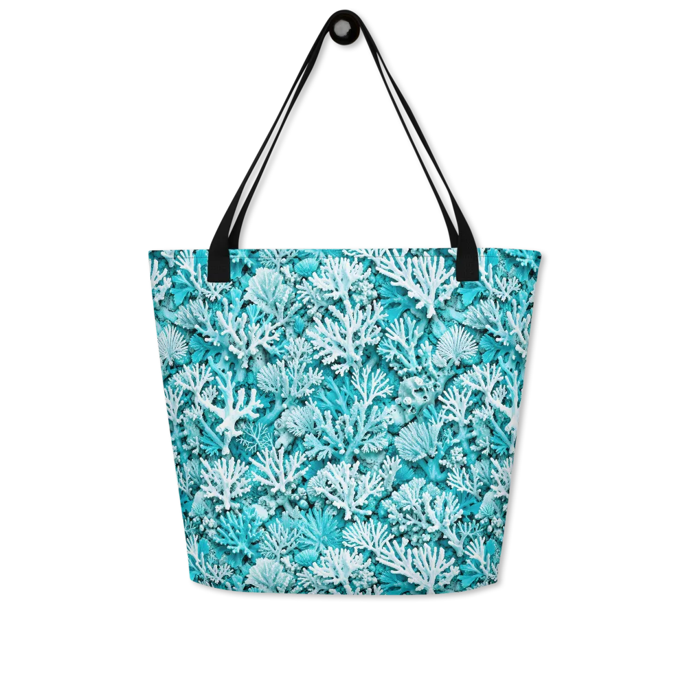 Aqua Garden on Large Tote Bag W/ Pocket — Front