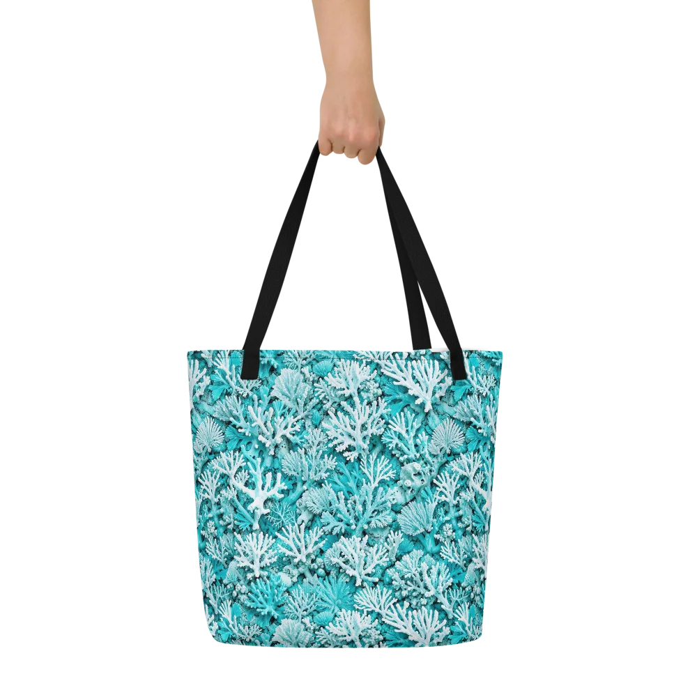 Aqua Garden on Large Tote Bag W/ Pocket — Front
