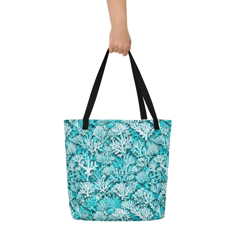 Aqua Garden on Large Tote Bag W/ Pocket — Front