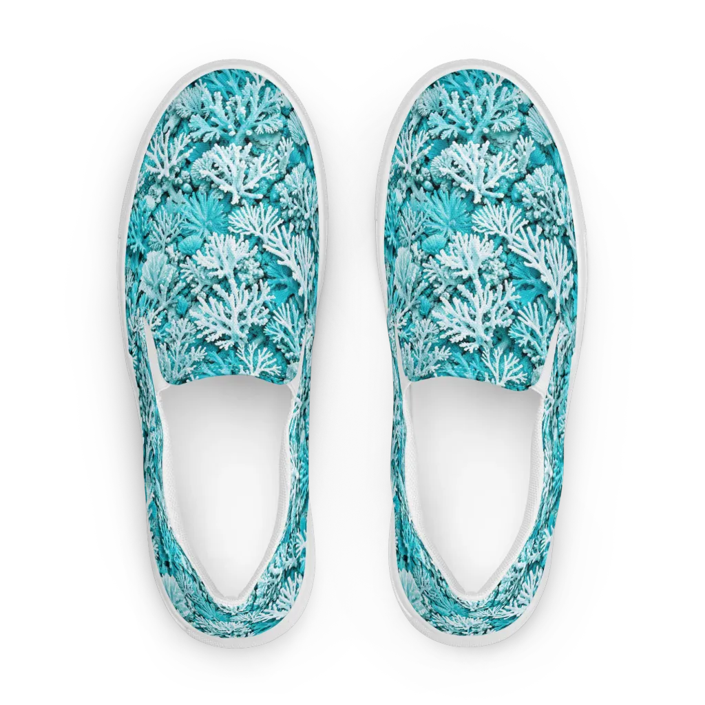 Aqua Garden on Women's Slip-On Canvas Shoes — Front