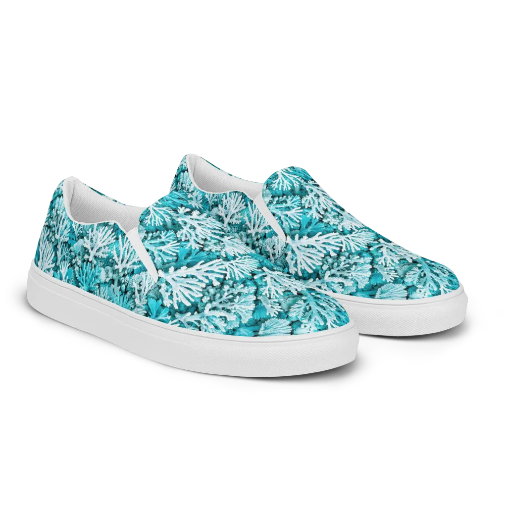 Aqua Garden on Women's Slip-On Canvas Shoes — Right Front