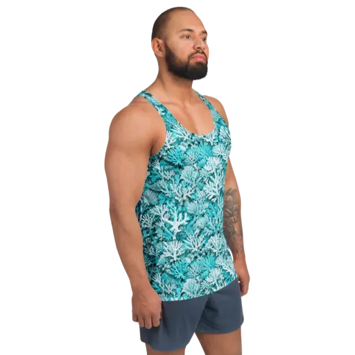 Aqua Garden on a Men's Tank Top