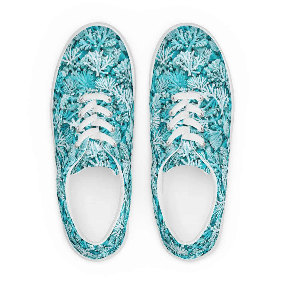 Aqua Garden on Men's Lace-Up Canvas Shoes — Front