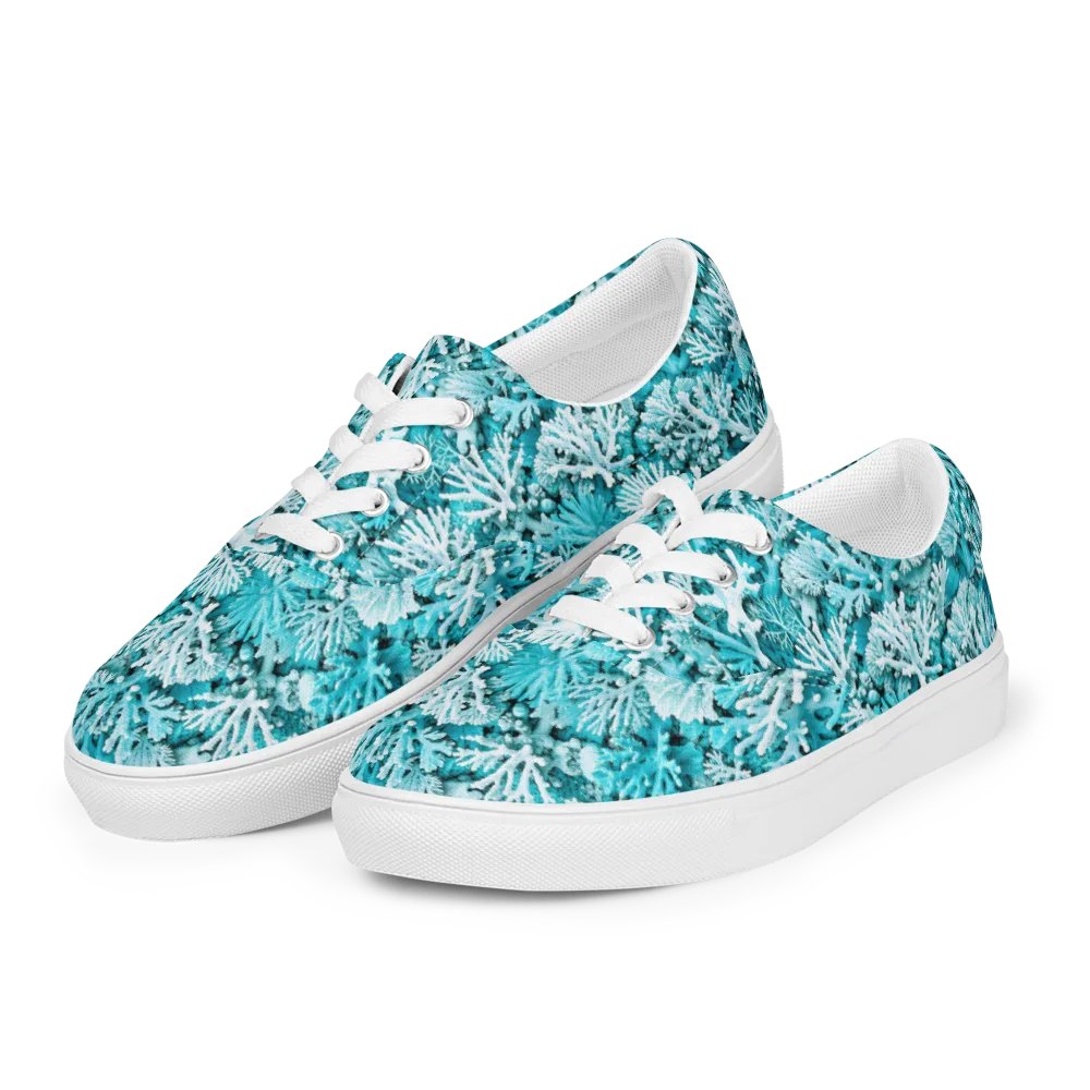 Aqua Garden on Men's Lace-Up Canvas Shoes — Left Front