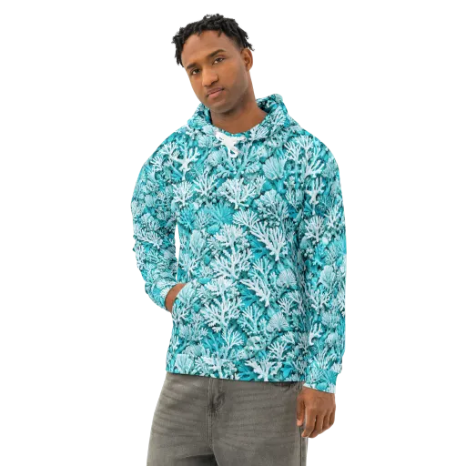 Aqua Garden on a Cotton Hoodie