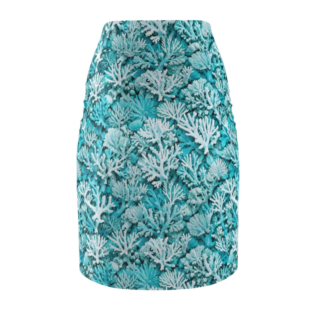 Aqua Garden on Pencil Skirt — Back