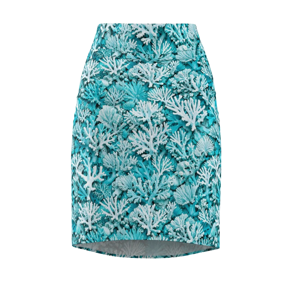Aqua Garden on Pencil Skirt — Front