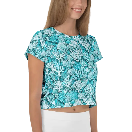 Aqua Garden on a Crop Tee