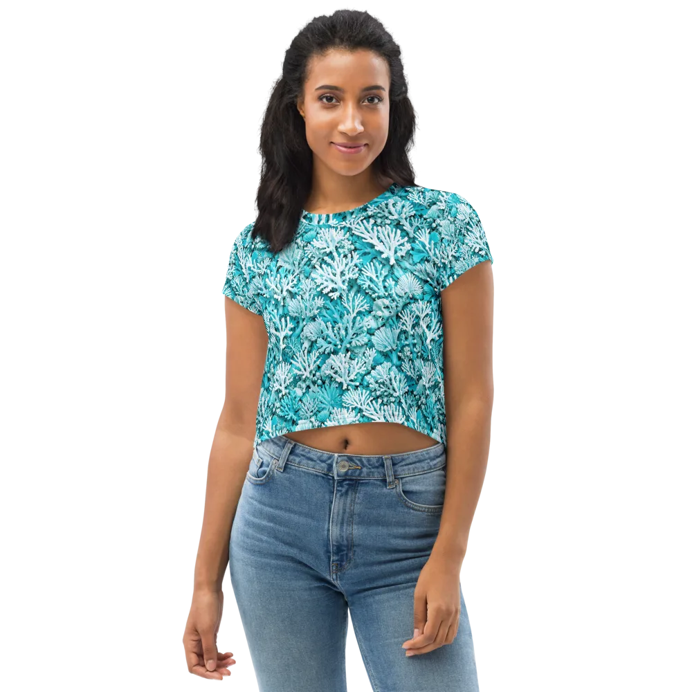 Aqua Garden on Crop Tee — Front