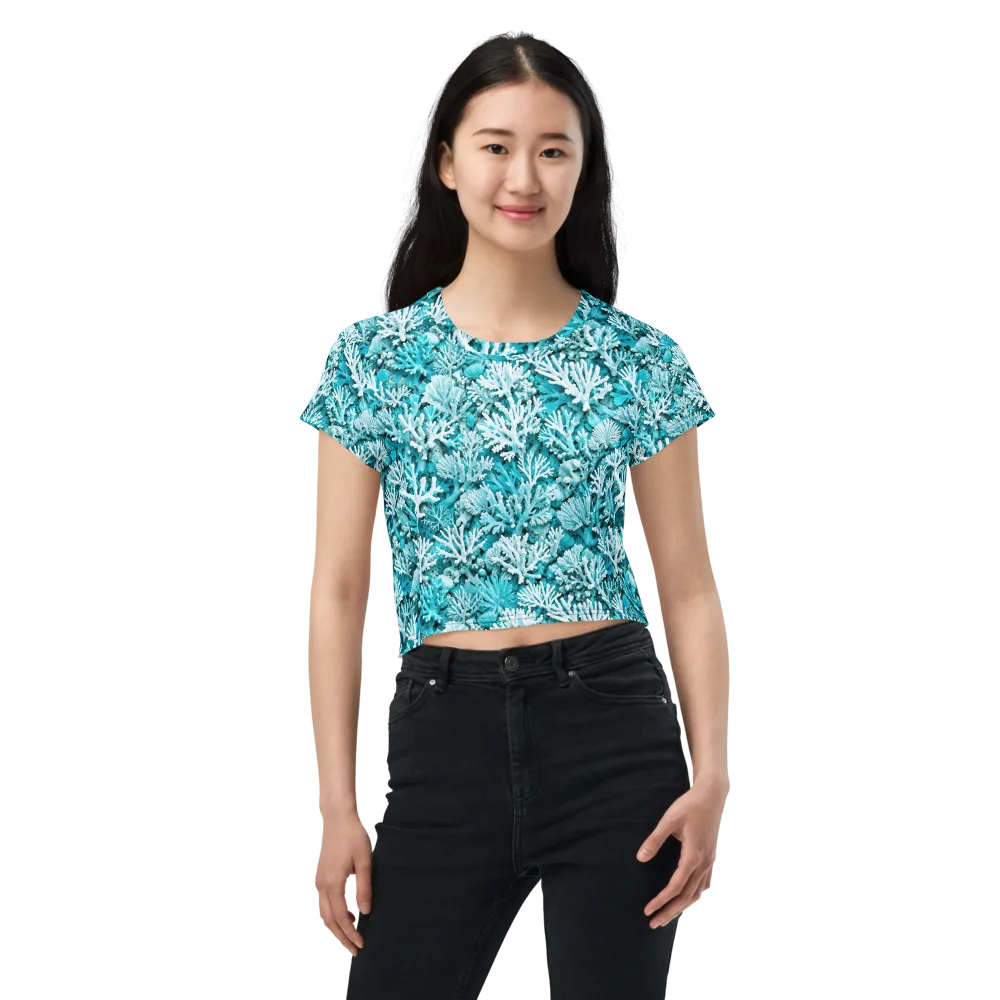 Aqua Garden on Crop Tee — Front
