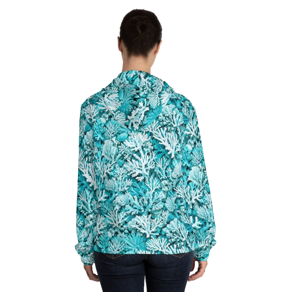 Aqua Garden on Women's Full-Zip Hoodie — Back On Person