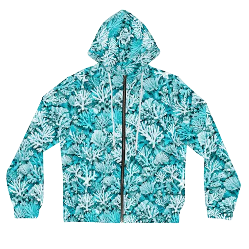 Aqua Garden on a Women's Full-Zip Hoodie