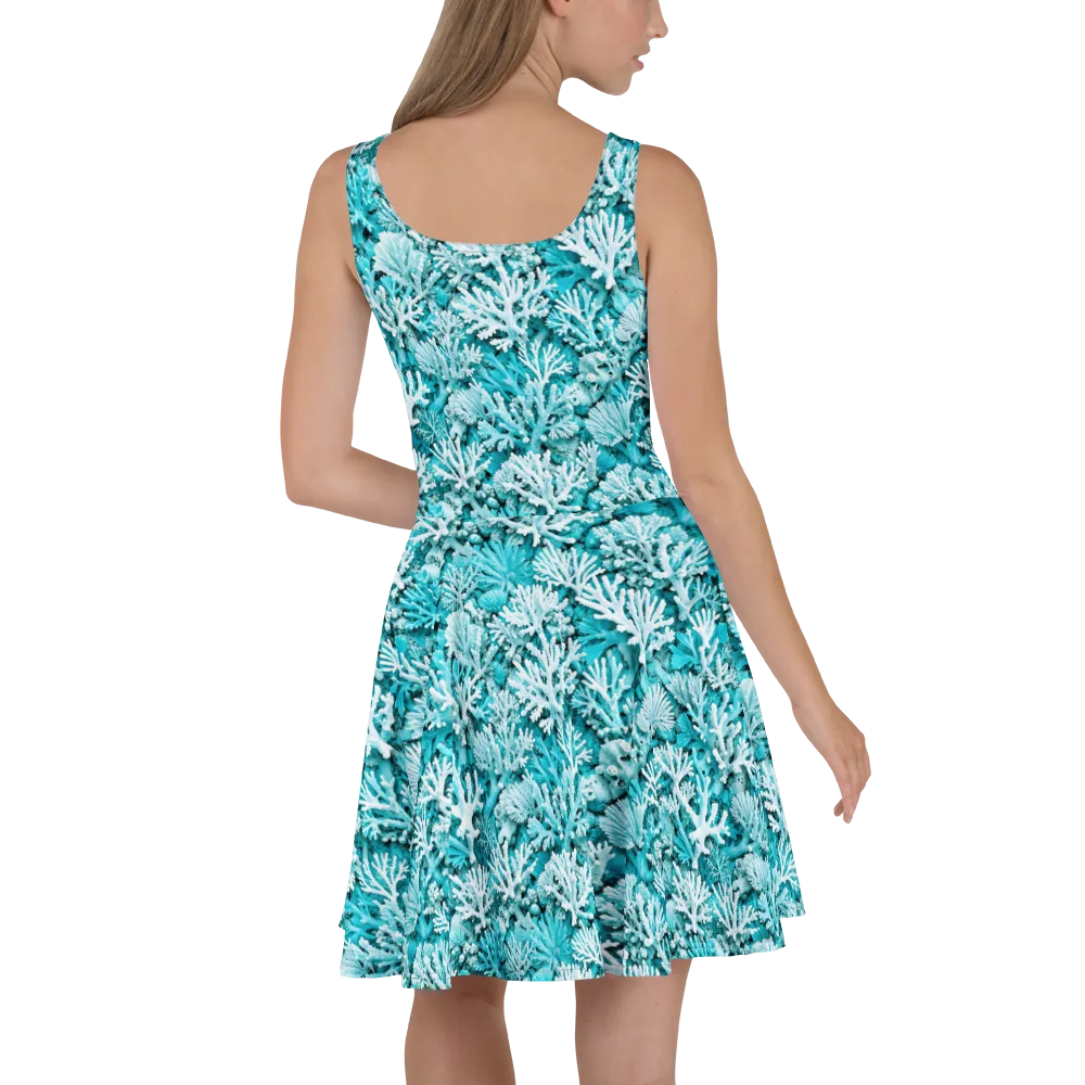 Aqua Garden on Skater Dress — Back