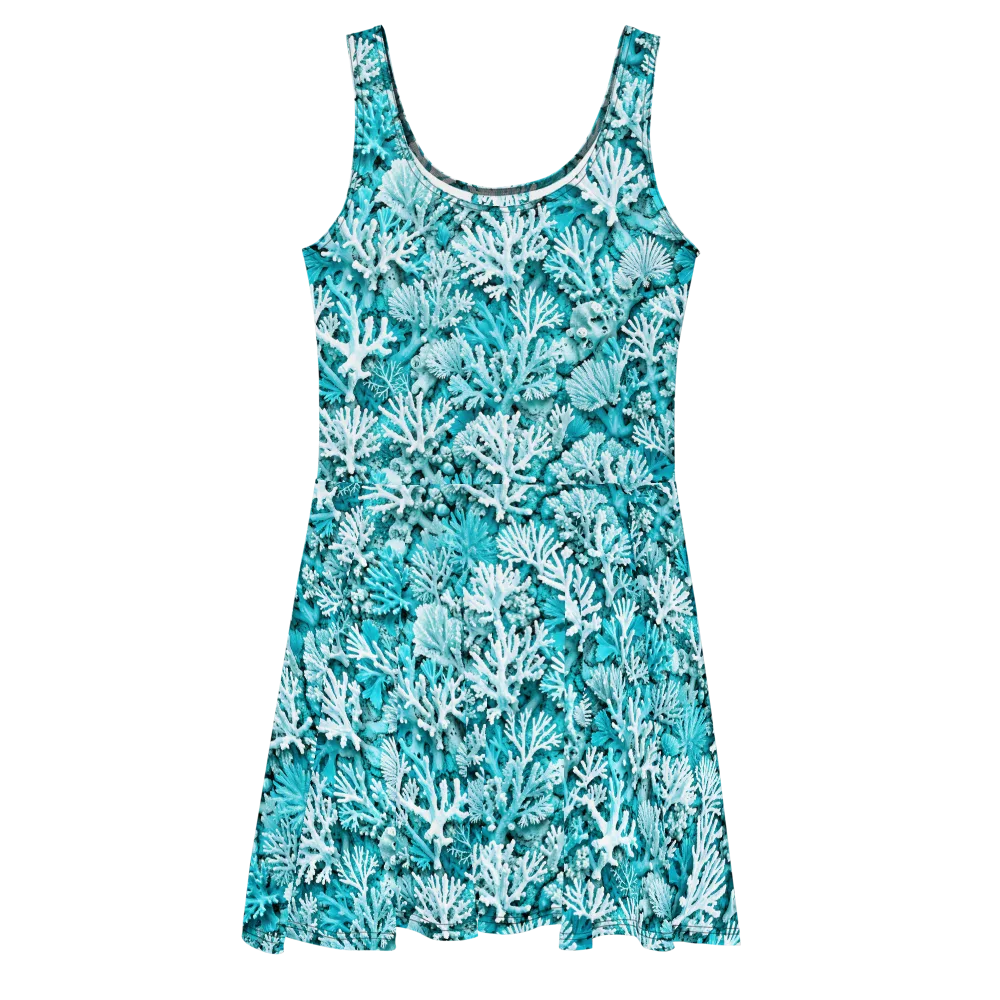 Aqua Garden on Skater Dress — Front