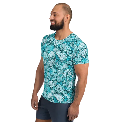 Aqua Garden on a Men's Athletic T-Shirt
