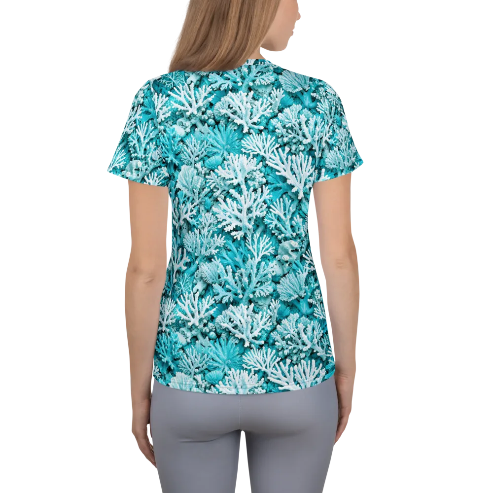 Aqua Garden on Women's Athletic T-Shirt — Back