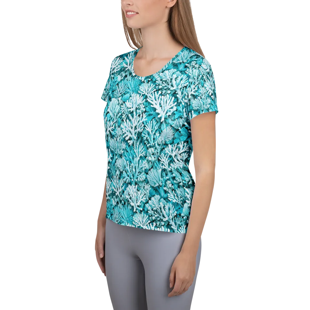 Aqua Garden on Women's Athletic T-Shirt — Left