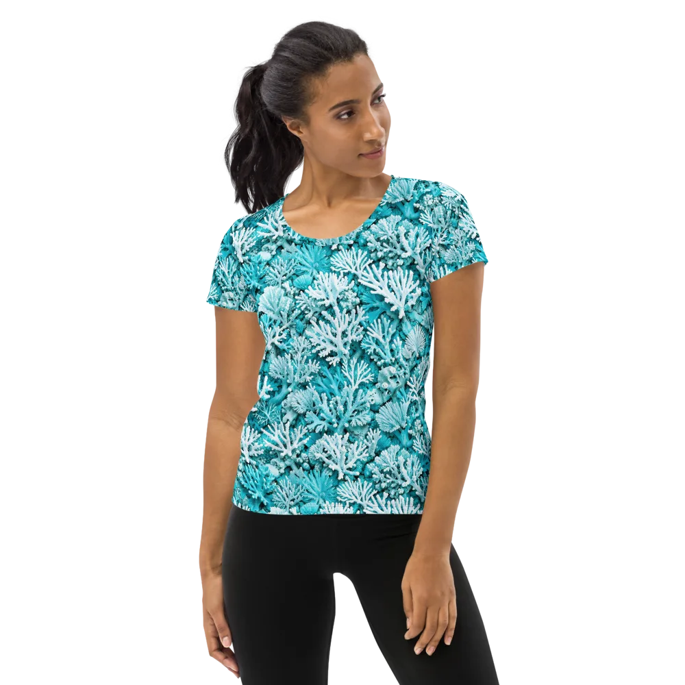 Aqua Garden on Women's Athletic T-Shirt — Front