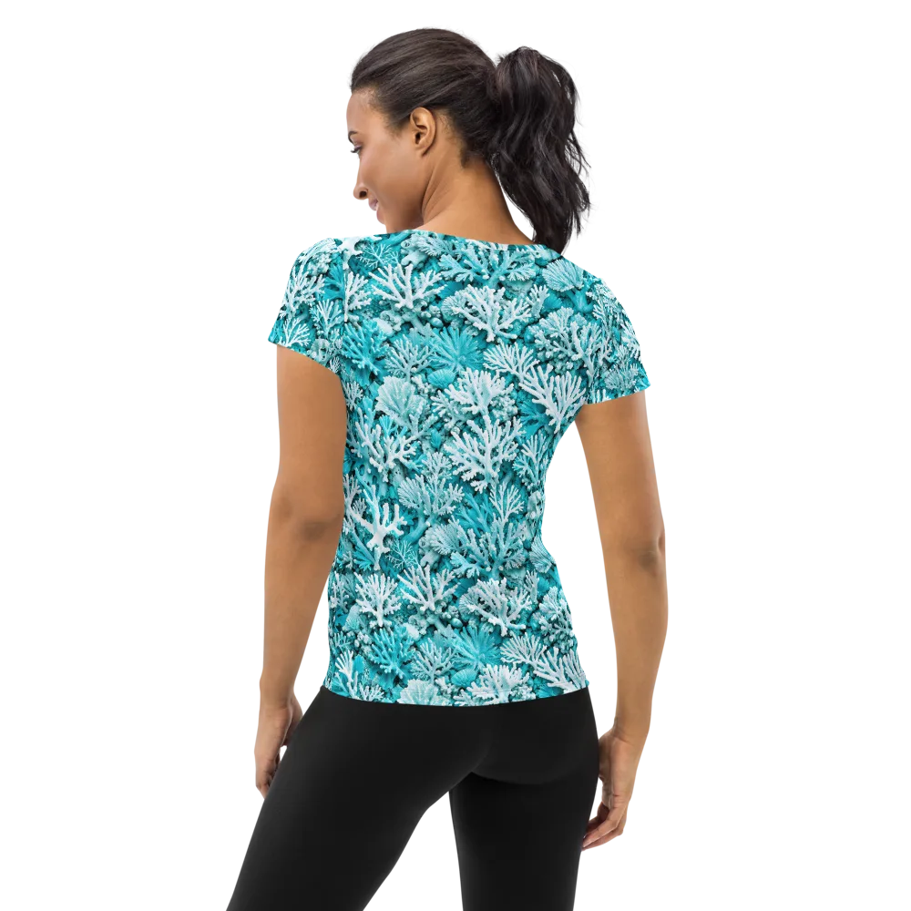 Aqua Garden on Women's Athletic T-Shirt — Back