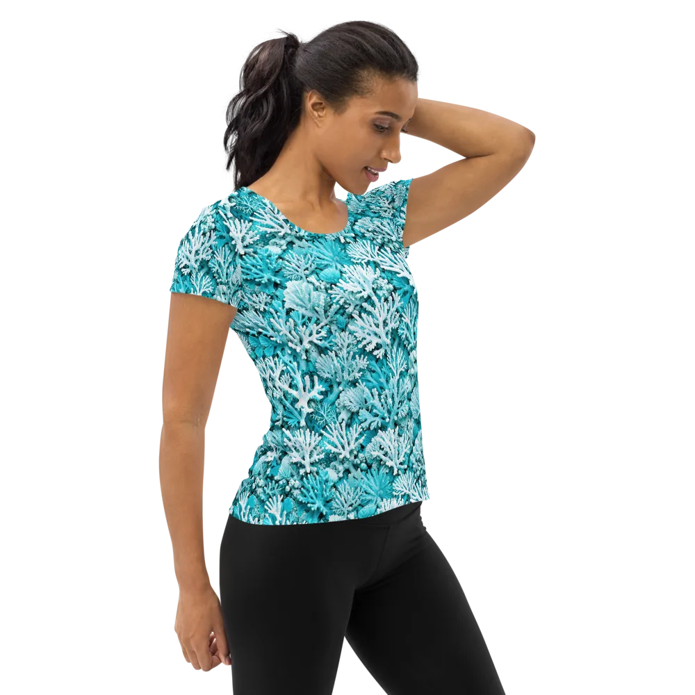 Aqua Garden on Women's Athletic T-Shirt — Right