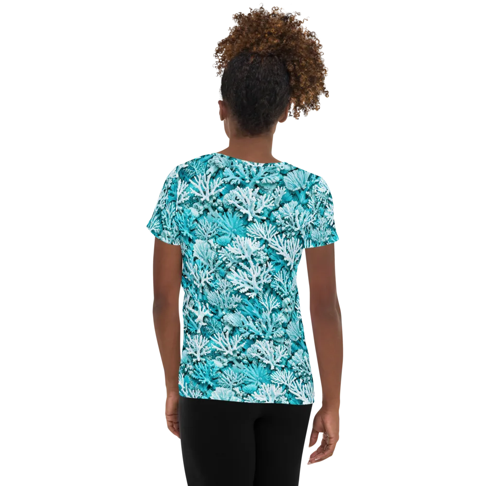 Aqua Garden on Women's Athletic T-Shirt — Back