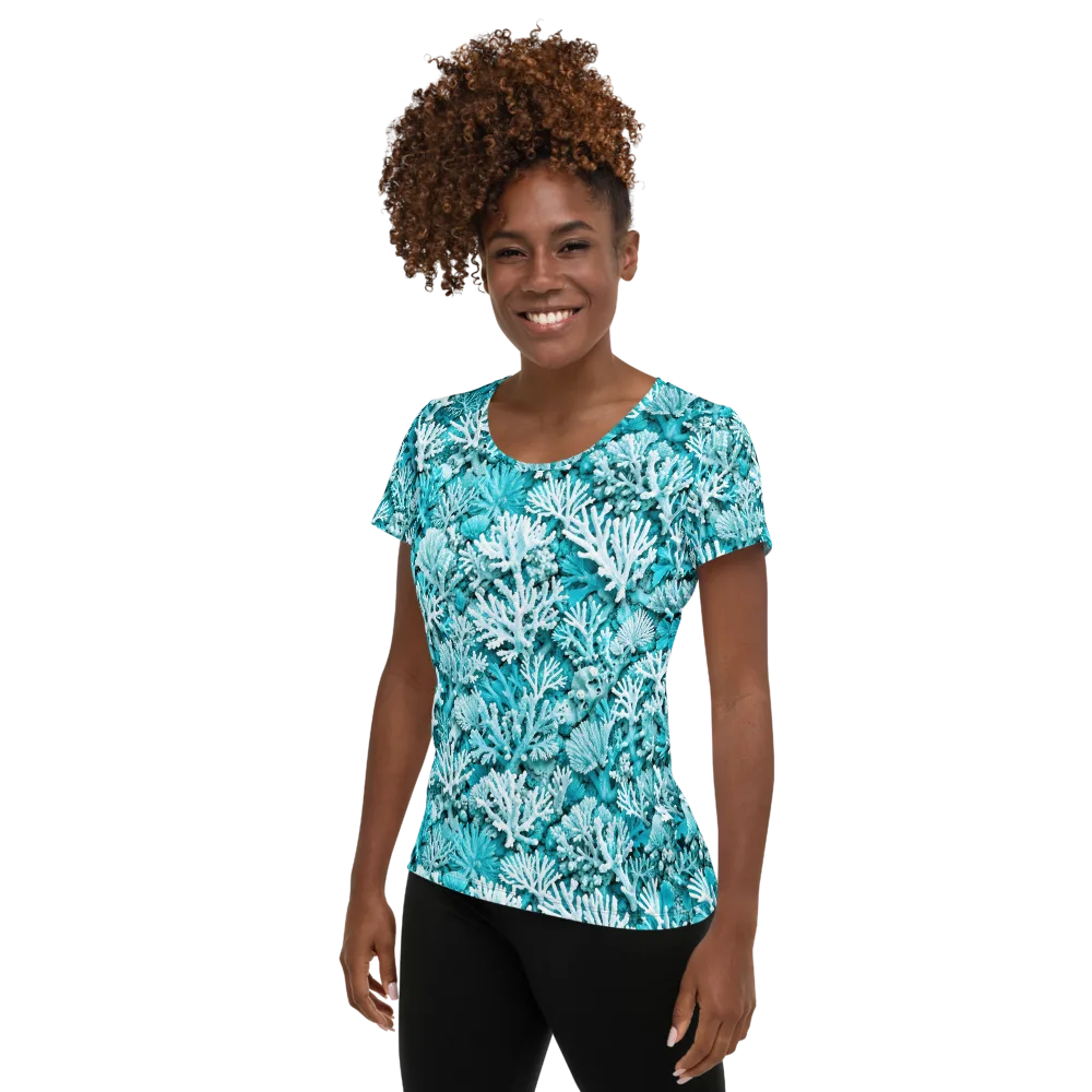Aqua Garden on Women's Athletic T-Shirt — Left