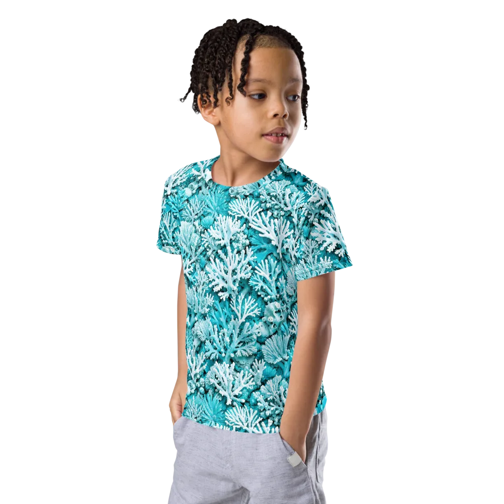 Aqua Garden on Kids Crew Neck T-Shirt — Left Front