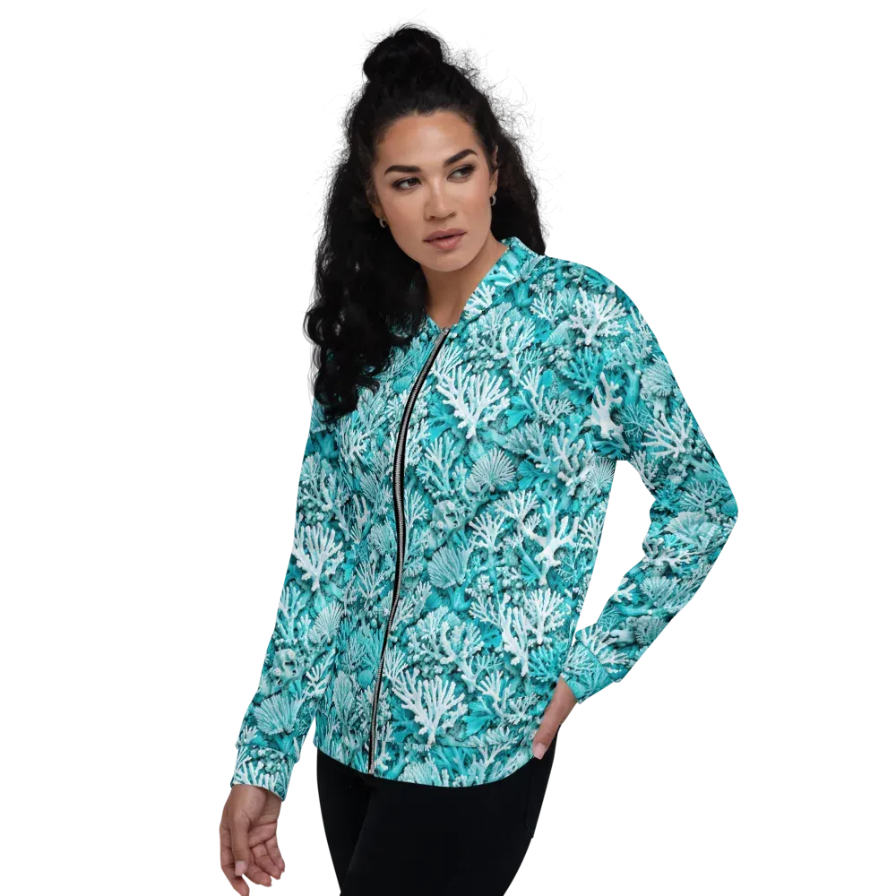 Aqua Garden on Bomber Jacket — Left