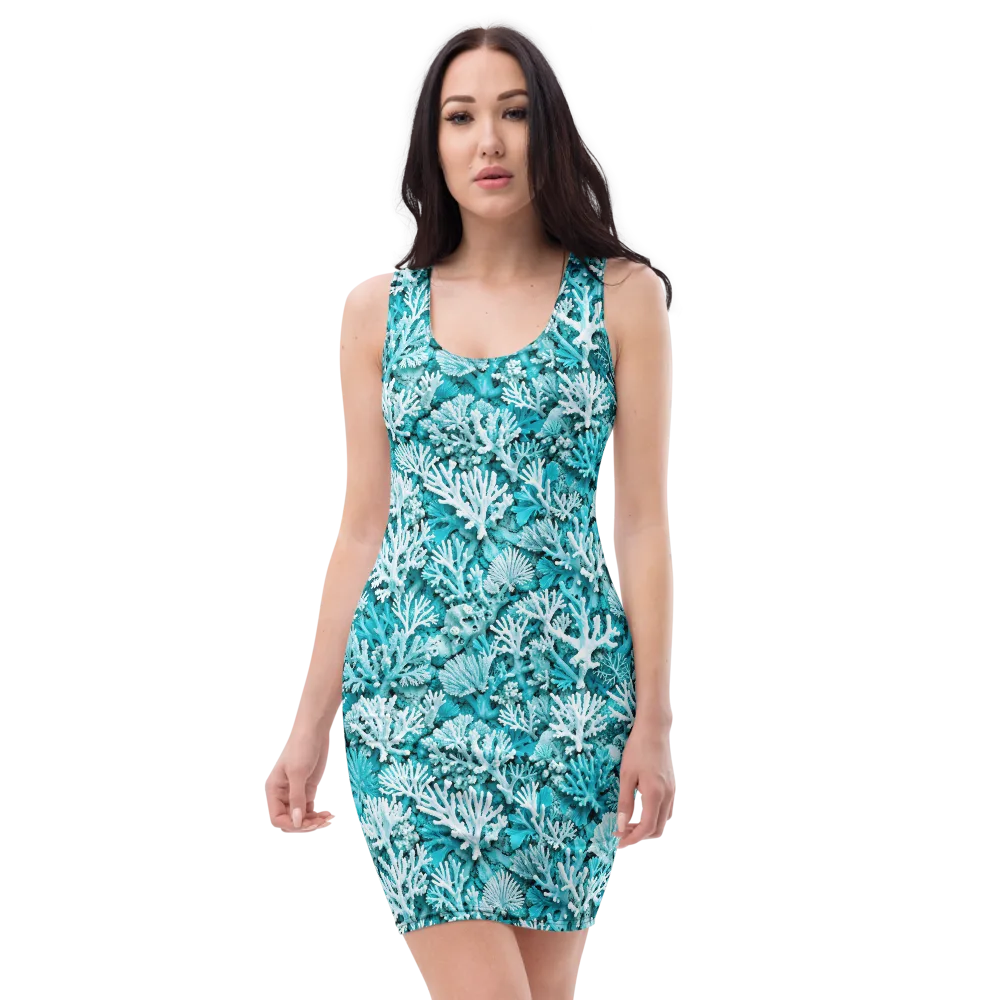 Aqua Garden on Bodycon Dress — Front