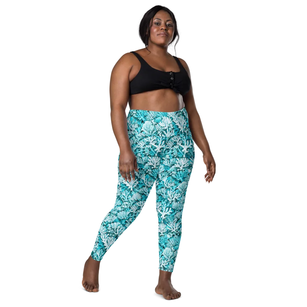 Aqua Garden on Leggings with Pockets — Front