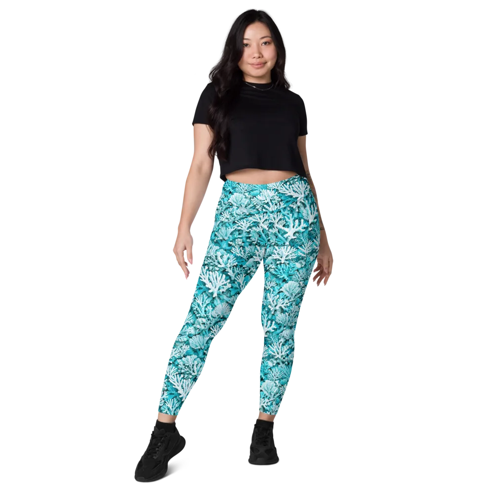 Aqua Garden on Leggings with Pockets — Front