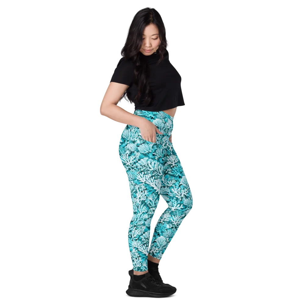 Aqua Garden on Leggings with Pockets — Right