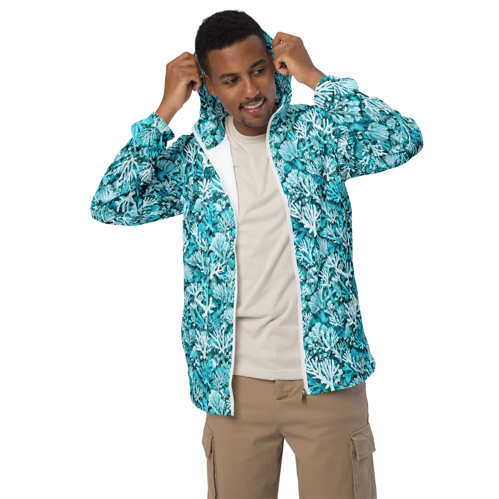 Aqua Garden on Men's Windbreaker — Front