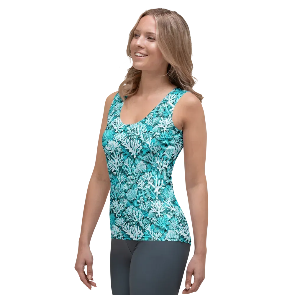 Aqua Garden on Women's Tank Top — Left Front