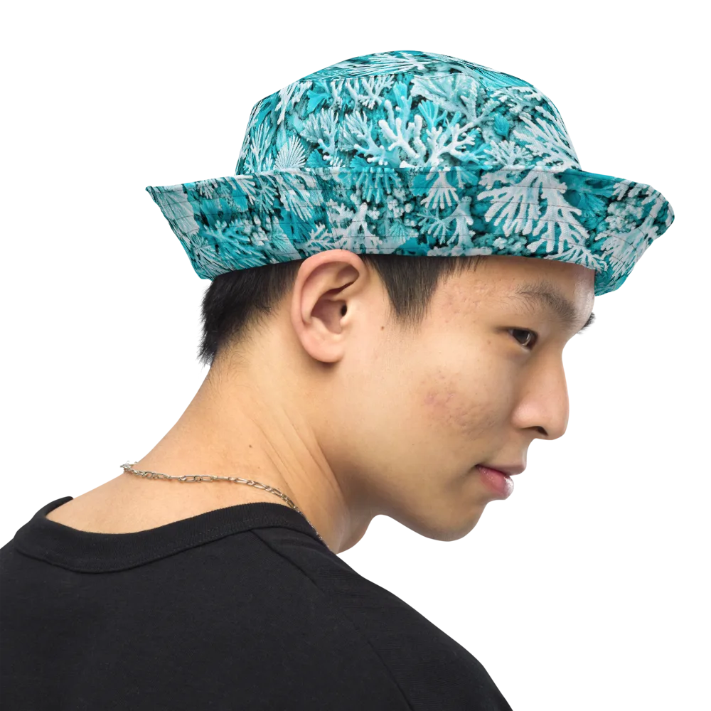 Aqua Garden on Reversible Bucket Hat — Right Outside
